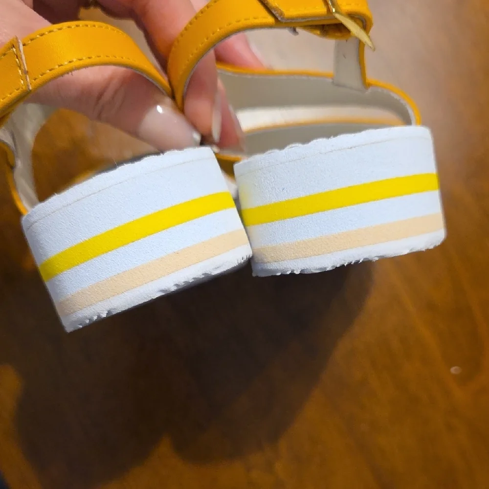 Yellow Girls Slides Sandals by Two Pretty